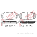 Padera de freno de cerámica de automóvil FMSI D1397 para Hyundai